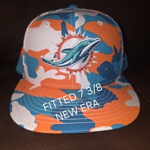 New Era 59FIFTY Dolphins Camo Fitted Hat - Teal, Orange & White